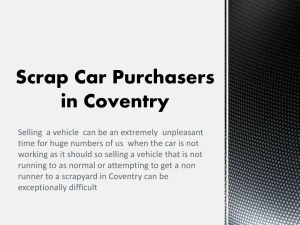 Scrap Car Purchasers in Coventry
