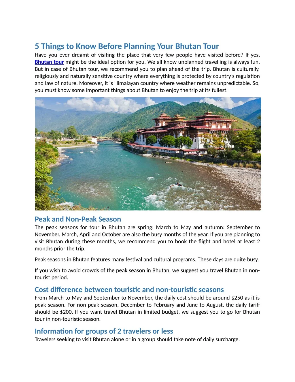 5 things to know before planning your bhutan tour