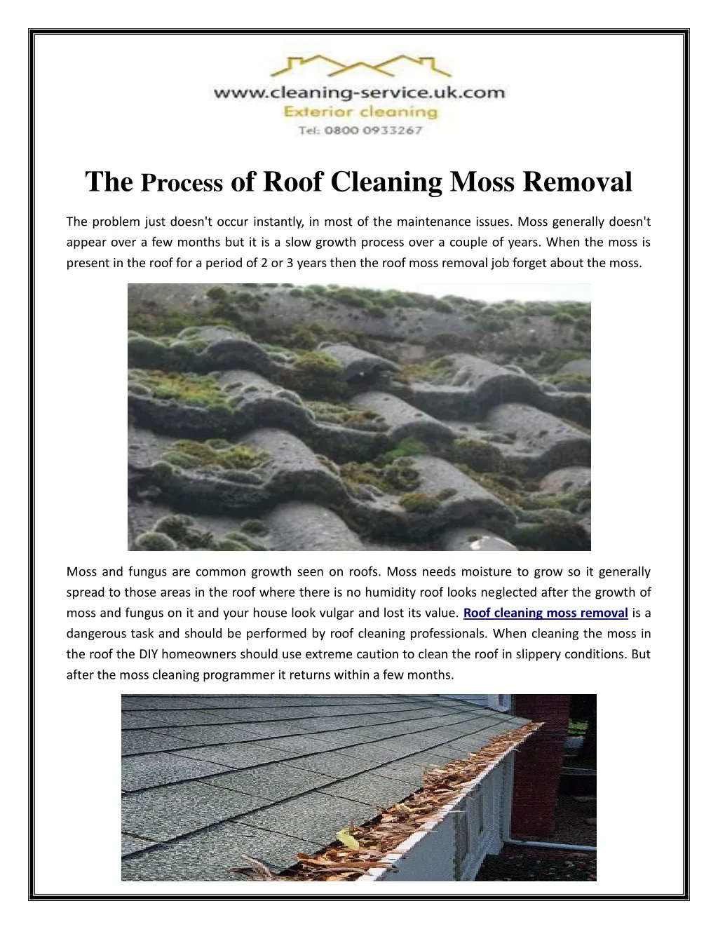 the process of roof cleaning moss removal