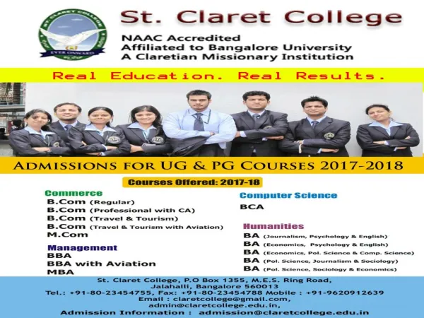 Top UG college in Bangalore|UG courses in Bangalore|St.Claret College