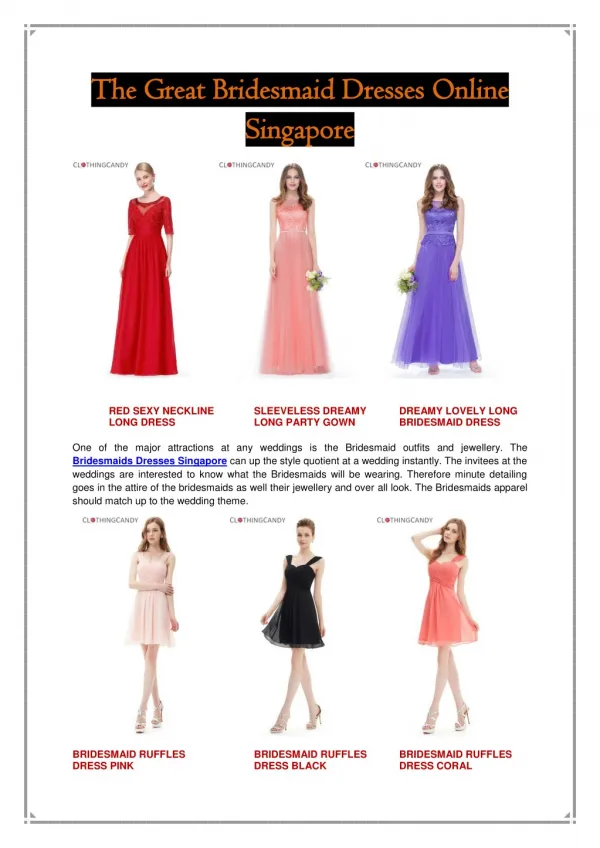 Bridesmaid Dresses Online Singapore