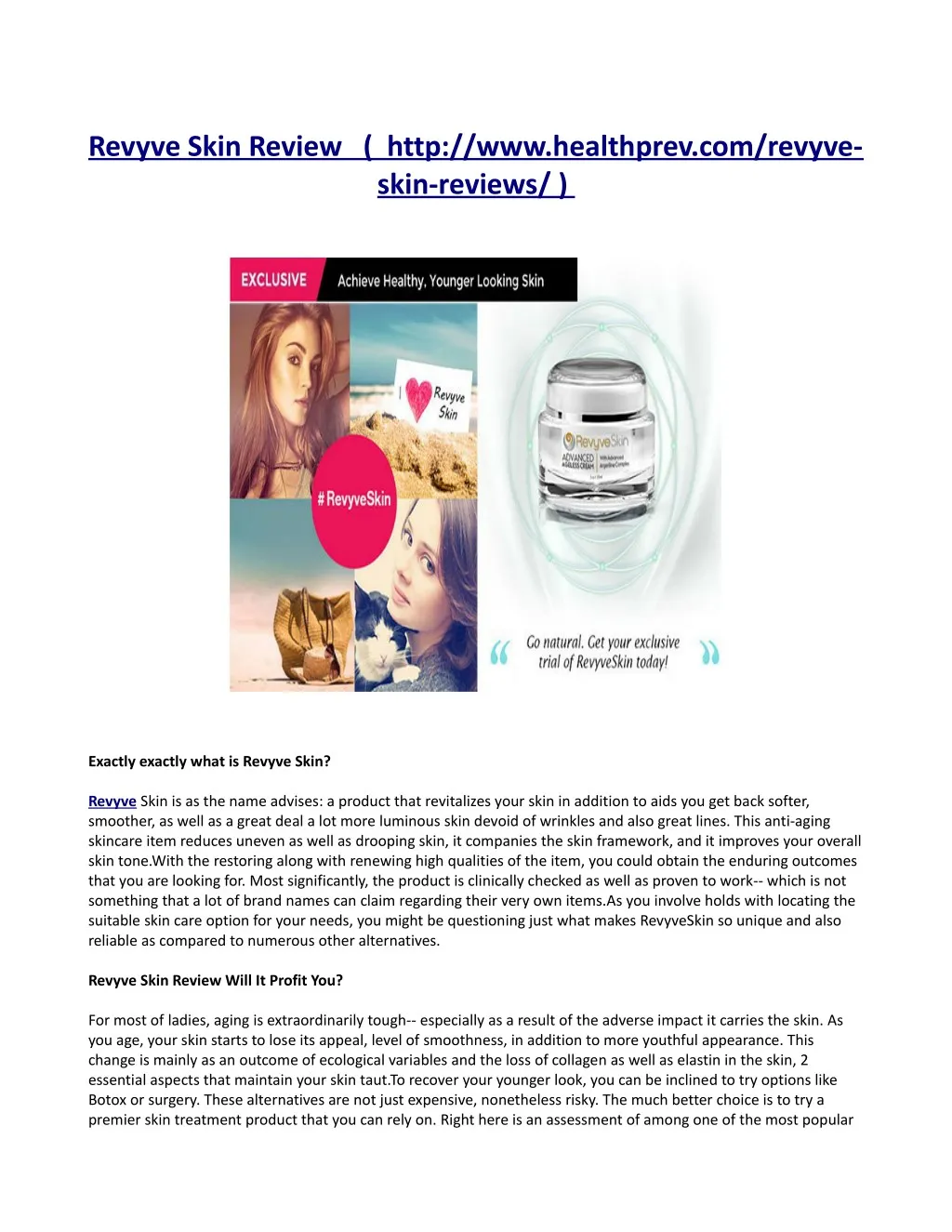 revyve skin review http www healthprev com revyve