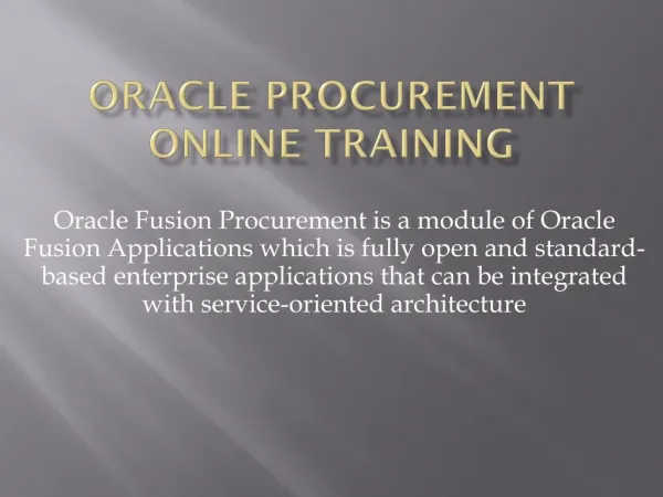Oracle Procurement Online Training in Kolkata