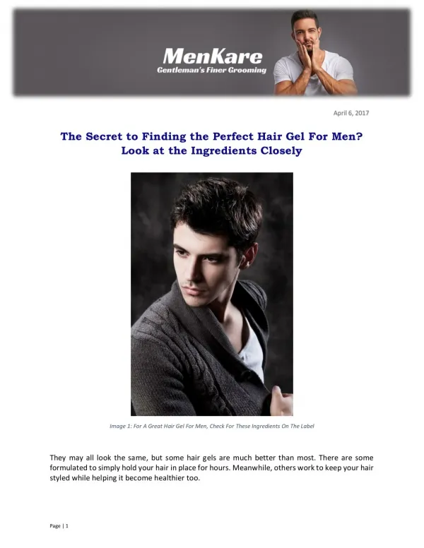 The Secret to Finding the Perfect Hair Gel For Men? Look at the Ingredients Closely