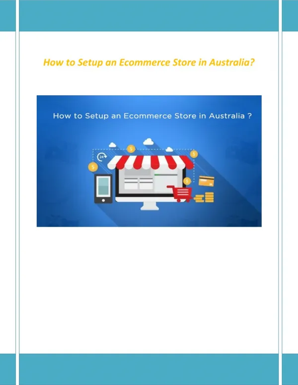How To Setup an Ecommerce Store In Australia?