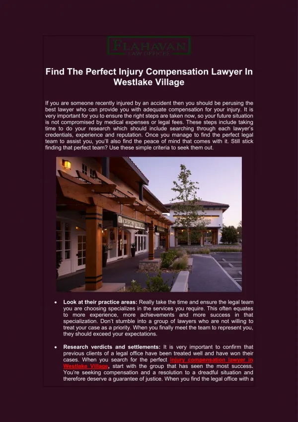 Find The Perfect Injury Compensation Lawyer In Westlake Village