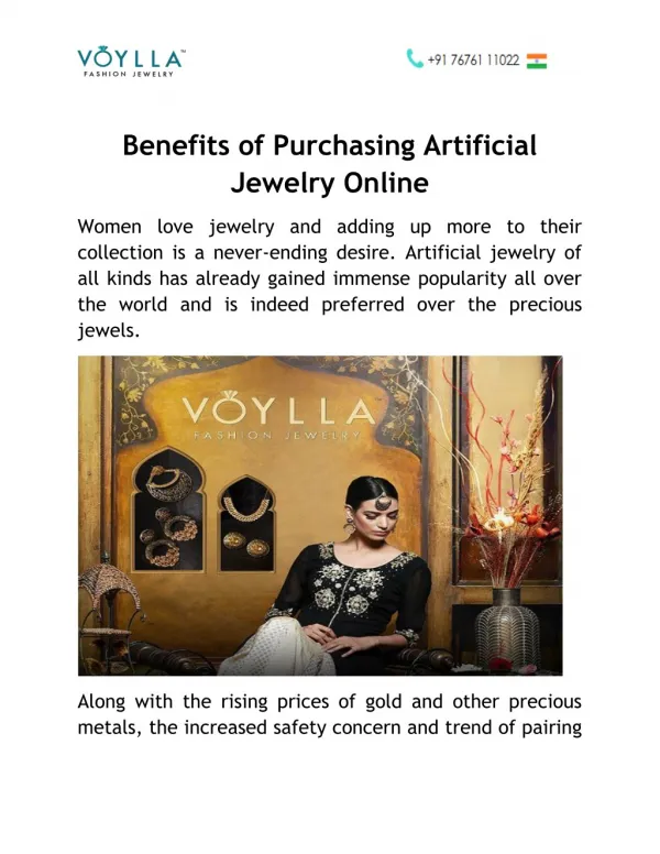 Benefits of Purchasing Artificial Jewelry Online in India