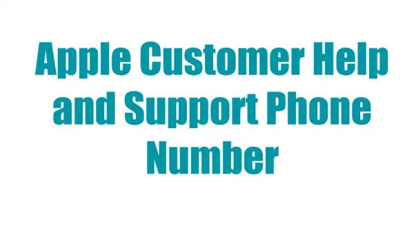 Apple Customer Help and Support Phone Number