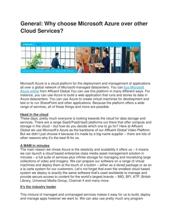 Why choose Microsoft Azure over other Cloud Services