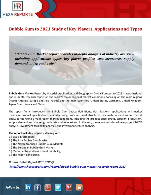 Bubble Gum Market to 2021 Study of Keyplayers, Applications and Types