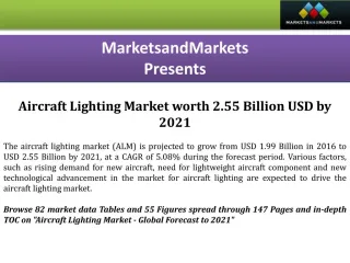 Aircraft Lighting Market worth 2.55 Billion USD by 2021 - slide 1