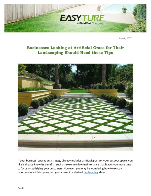 Businesses Looking at Artificial Grass for Their Landscaping Should Heed these Tips
