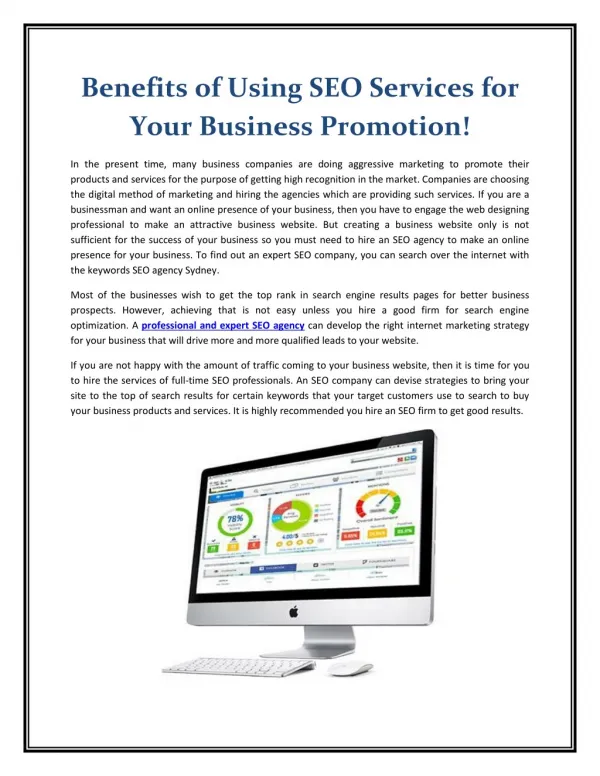 Benefits of Using SEO Services for Your Business Promotion!