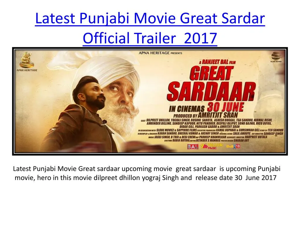 latest punjabi movie great sardar official trailer 2017