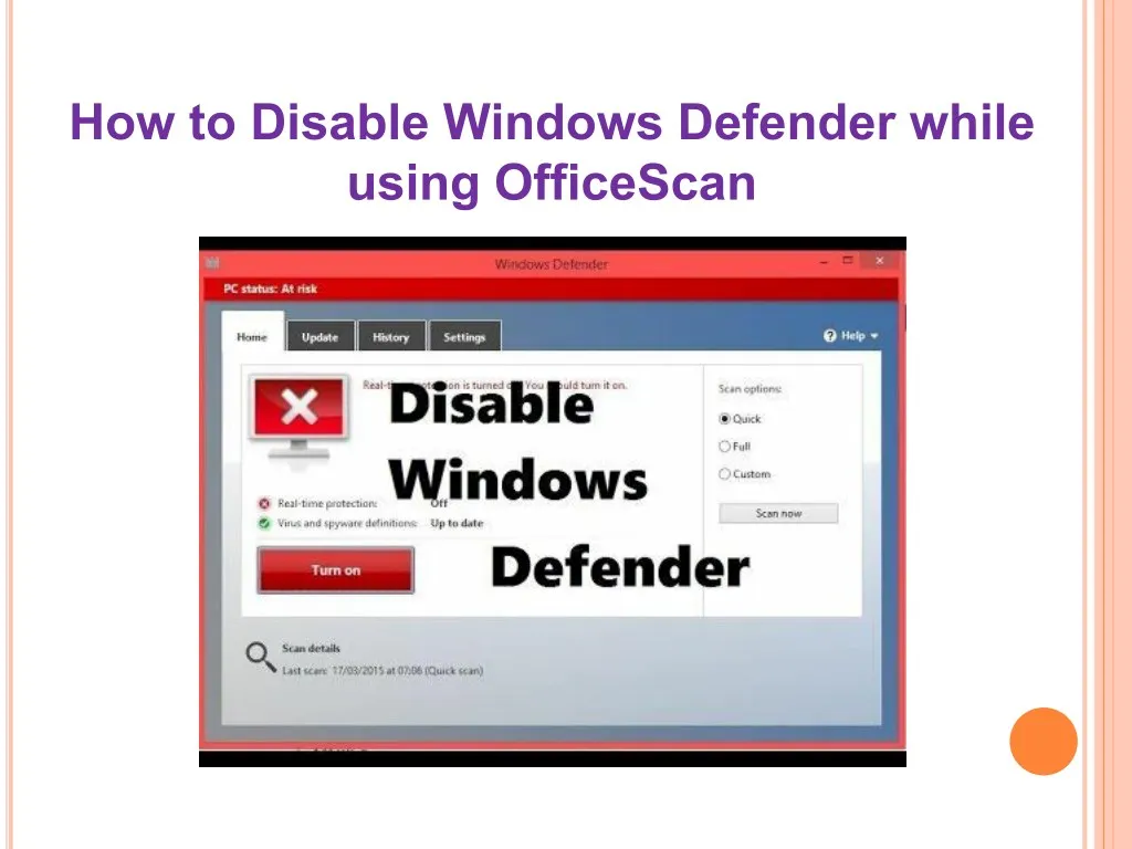 how to disable windows defender while using
