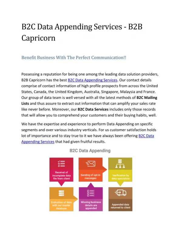 B2C Data Appending Services - B2B Capricorn