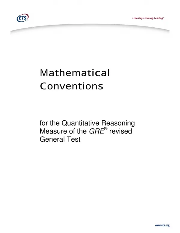 GRE Mathematical Conventions