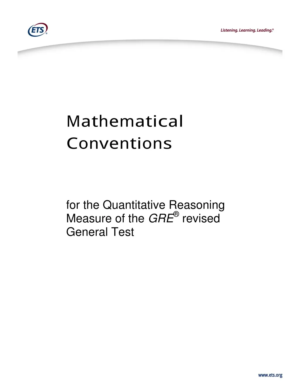 mathematic al conventions for the quantitative