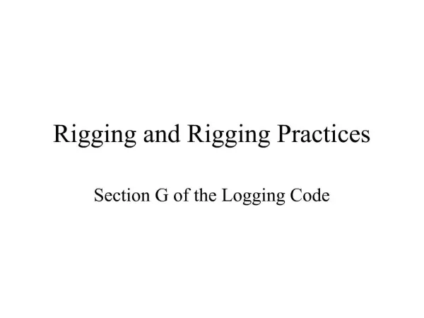 Rigging and Rigging Practices