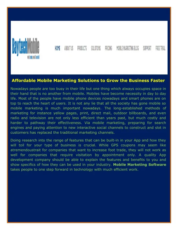 Affordable Mobile Marketing Solutions to Grow the Business Faster