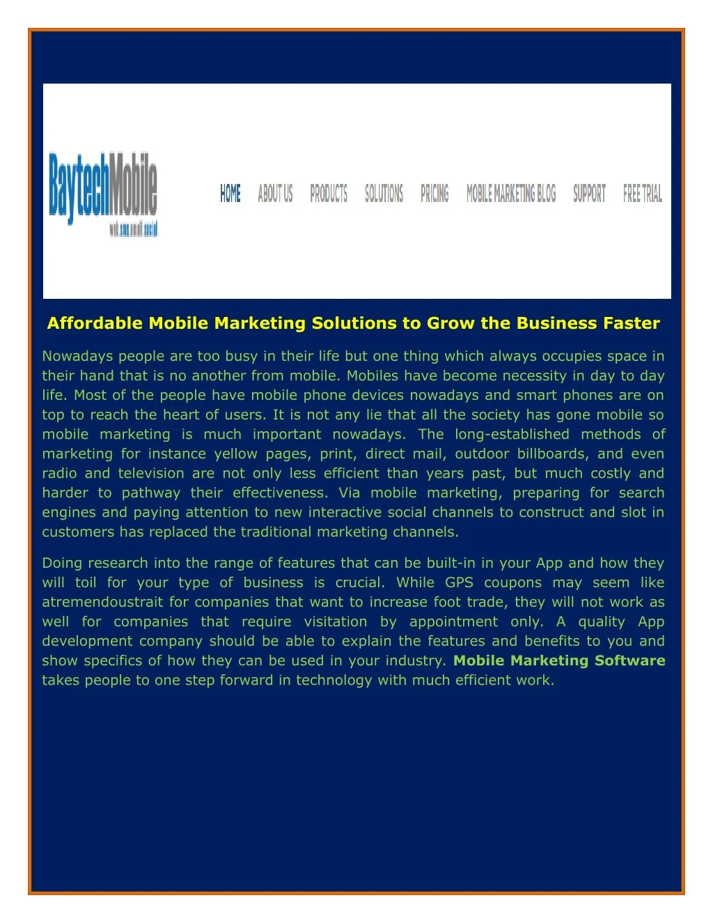 affordable mobile marketing solutions to grow