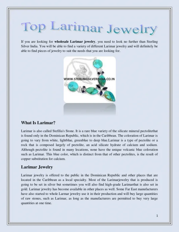 Top Larimar Jewelry