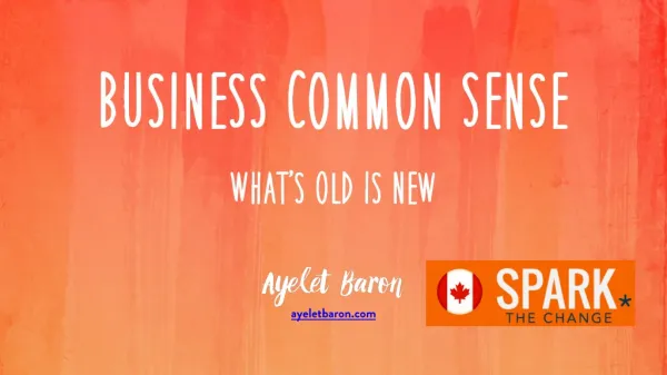 Business Common Sense: What's Old is New