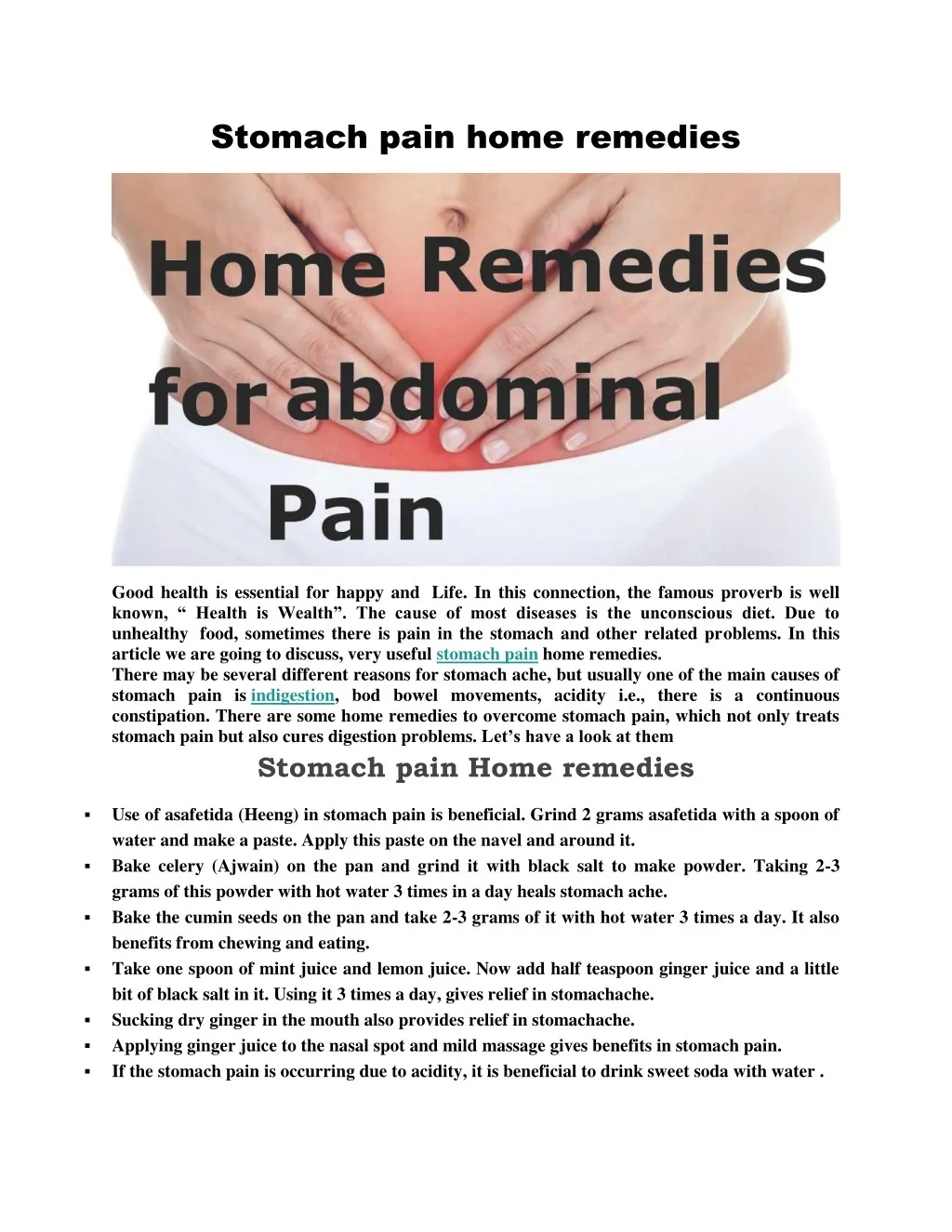 stomach pain home remedies