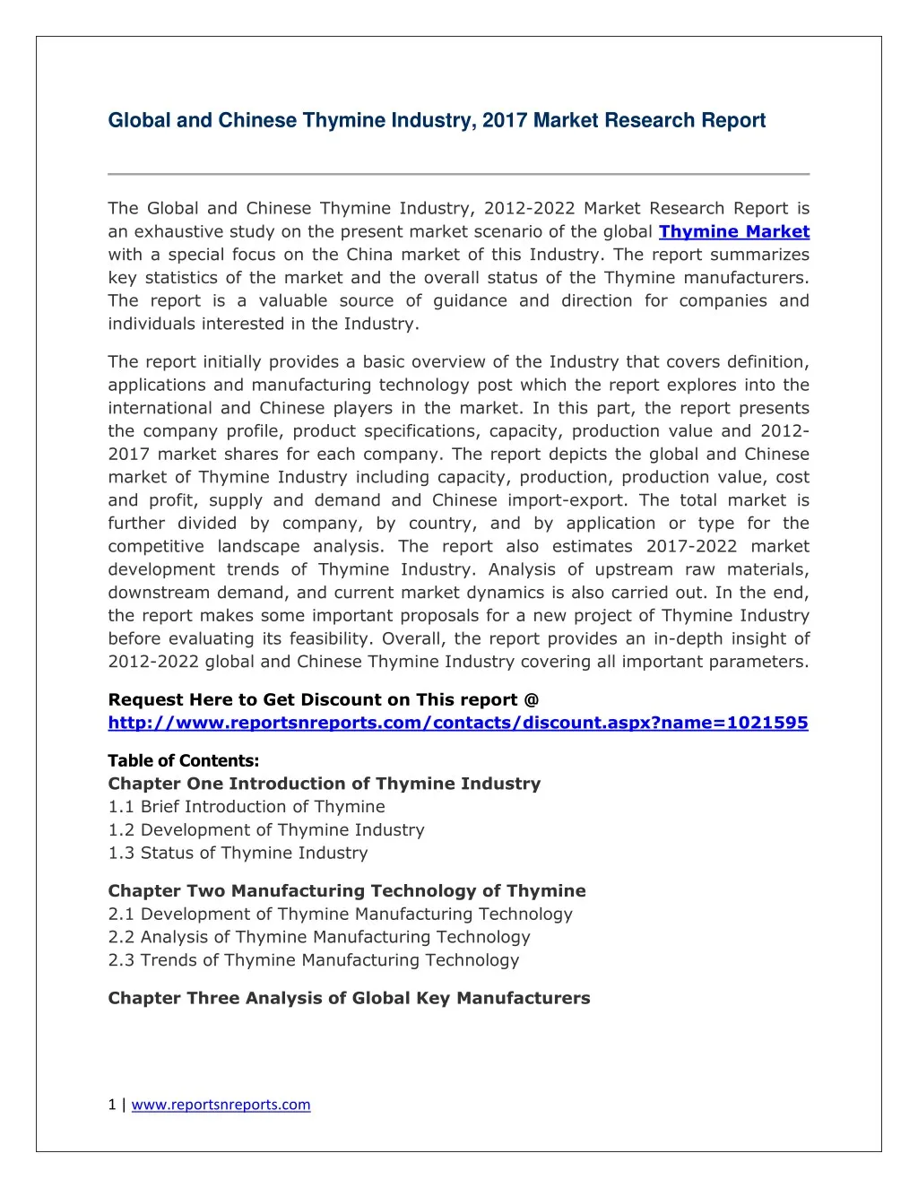 global and chinese thymine industry 2017 market