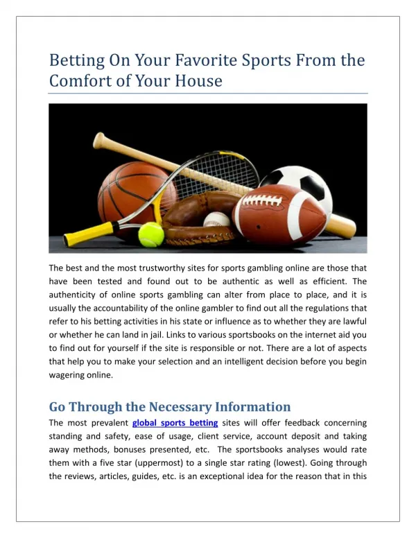 Betting On Your Favorite Sports From the Comfort of Your House