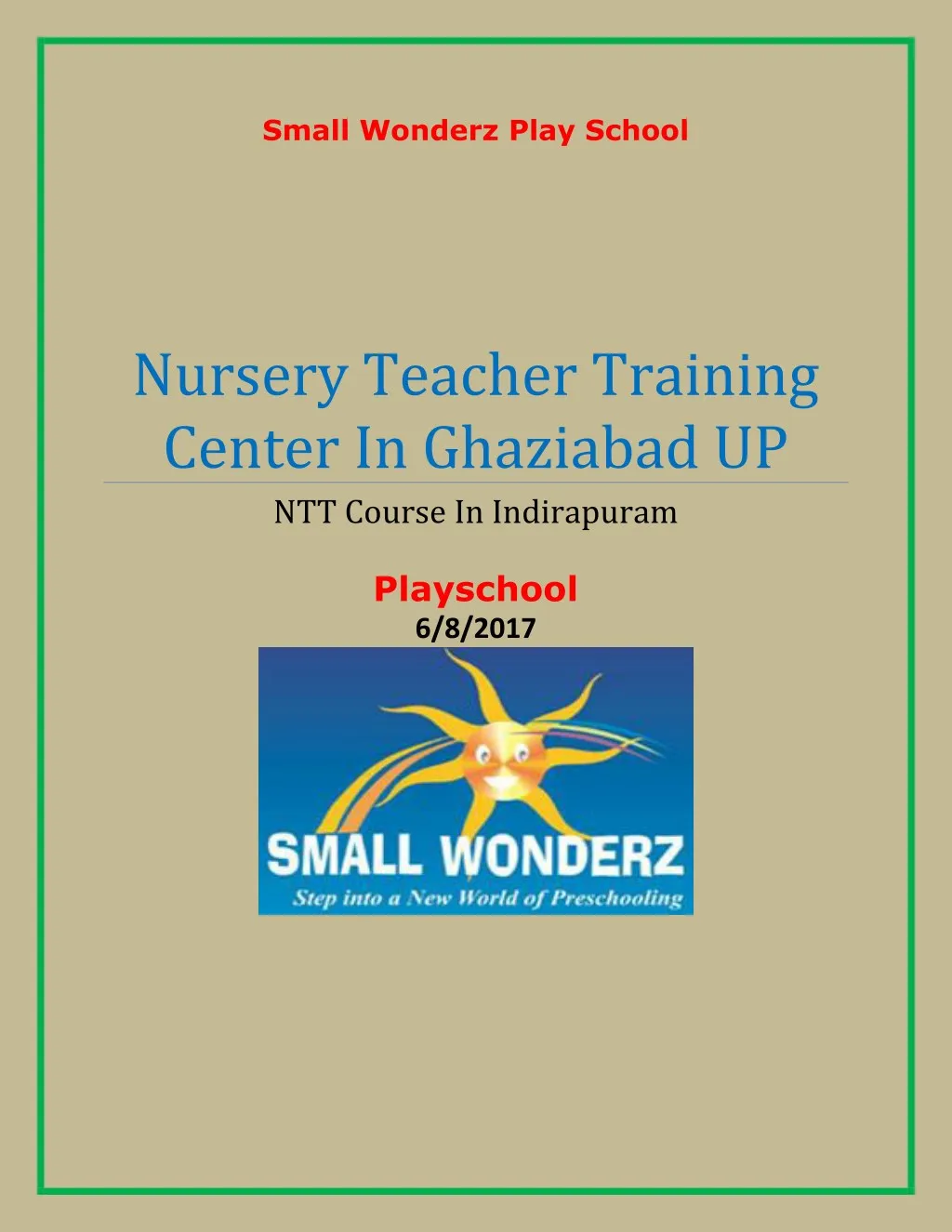 small wonderz play school