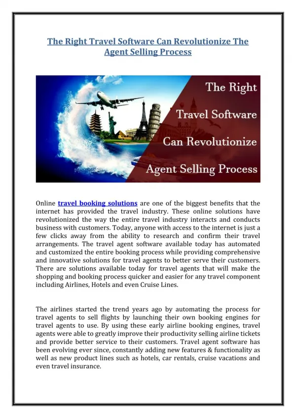 The Right Travel Software Can Revolutionize The Agent Selling Process