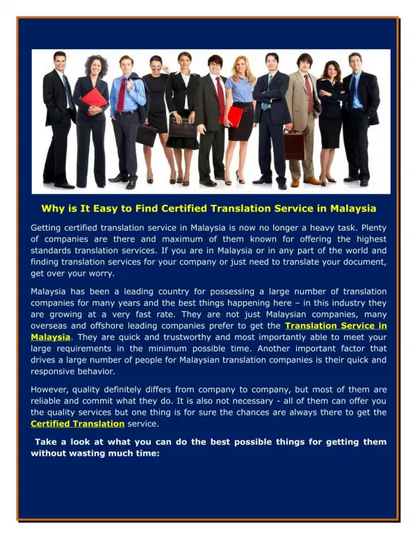 Why is It Easy to Find Certified Translation Service in Malaysia