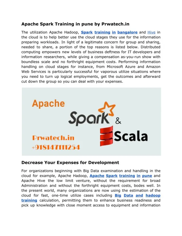 apache spark training in pune by prwatech in