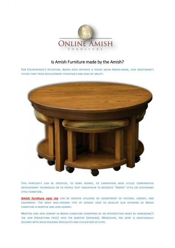 Is Amish Furniture made by the Amish?