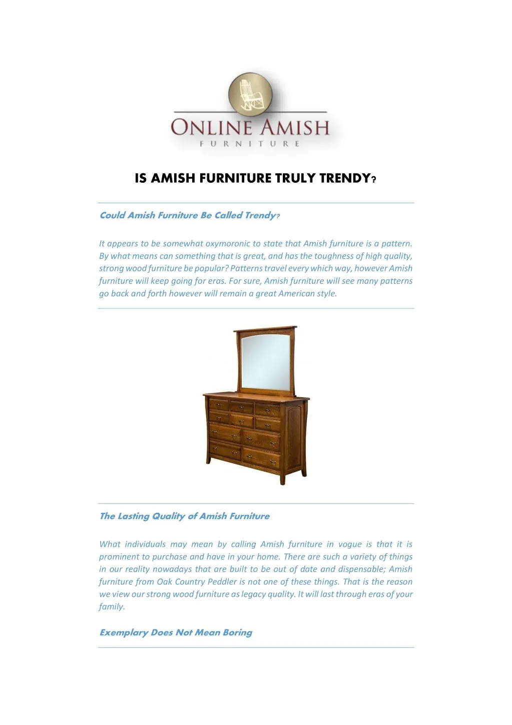 is amish furniture truly trendy