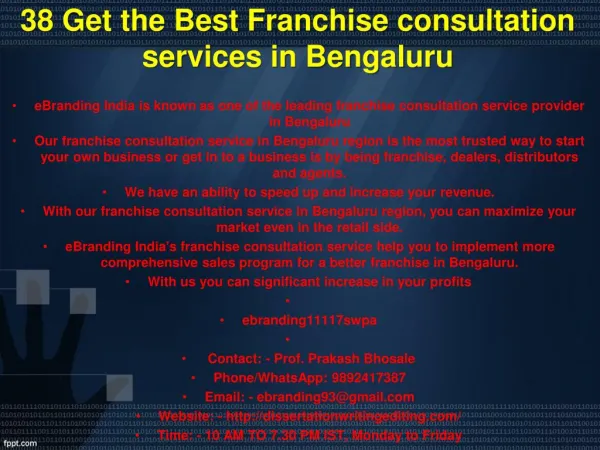38 Get the Best Franchise consultation services in Bengaluru