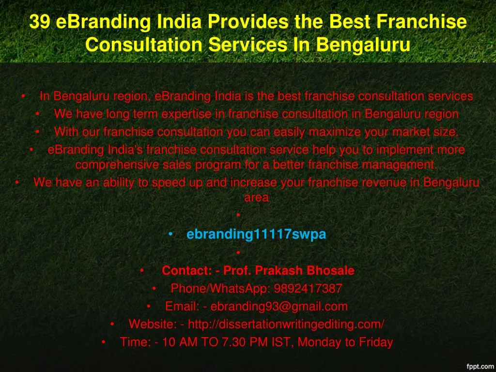 39 ebranding india provides the best franchise consultation services in bengaluru