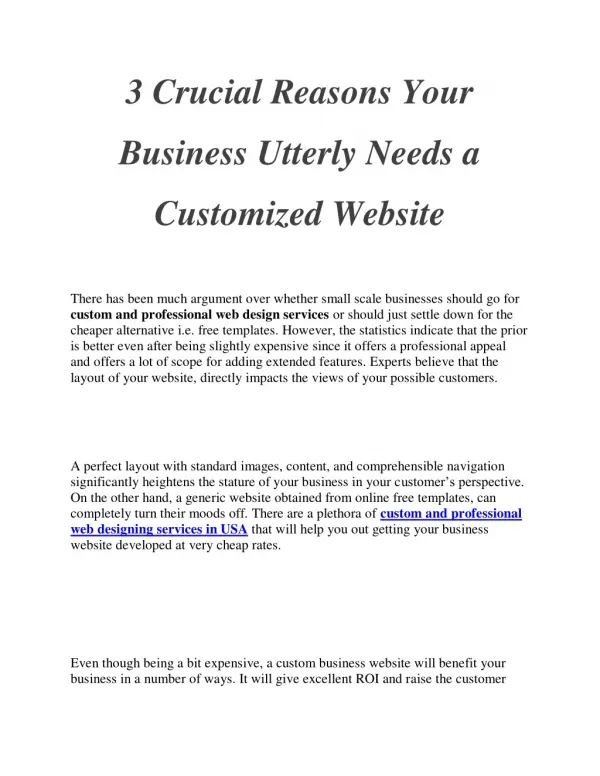 Business Utterly Needs a Customized Website