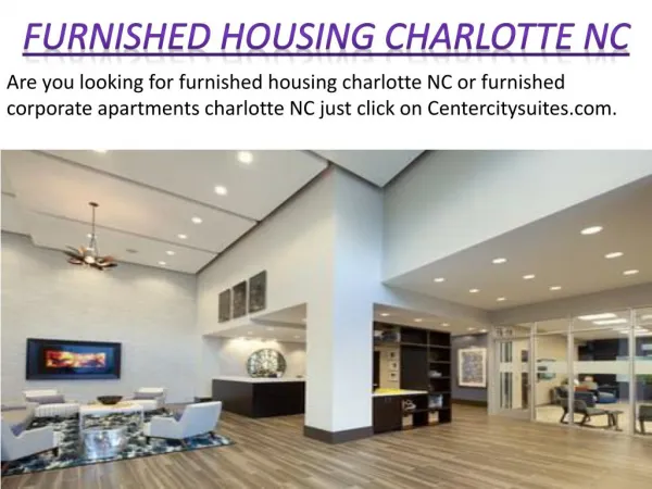 Furnished Housing Charlotte NC - centercitysuites.com