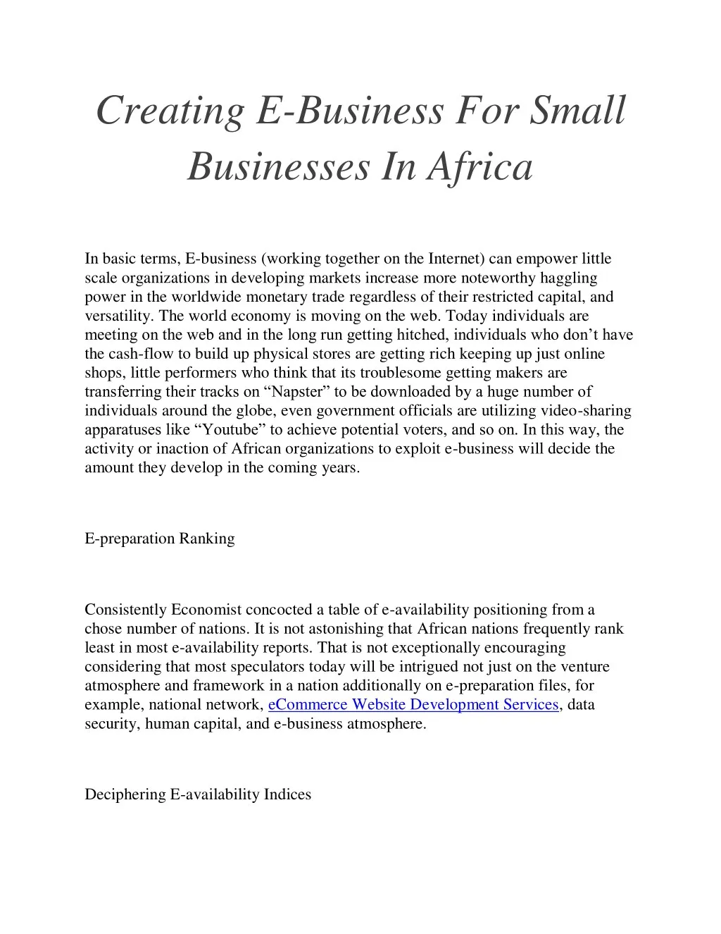 creating e business for small businesses in africa