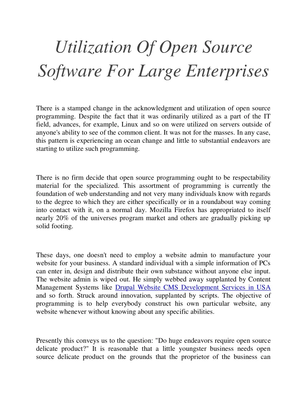 utilization of open source software for large