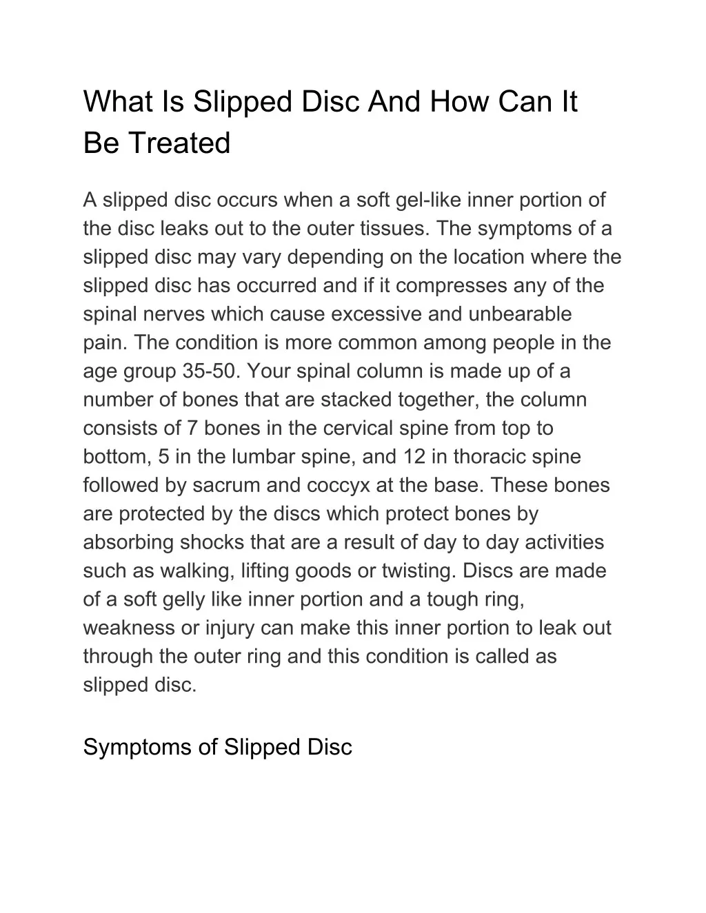 what is slipped disc and how can it be treated