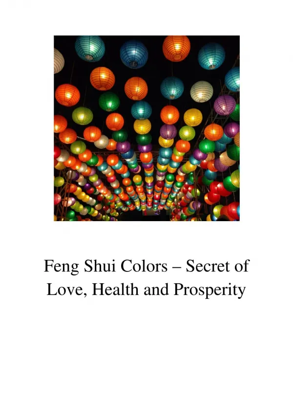 Feng shui colors - Secret of Love, Health and Prosperity