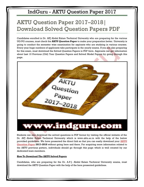 AKTU Question Paper