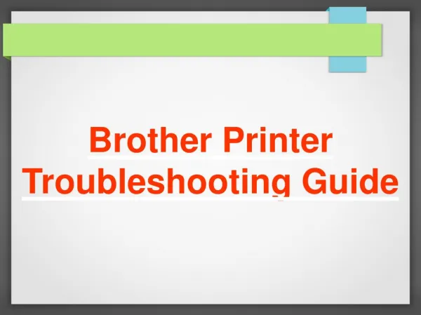 Brother Printer Troubleshooting Steps