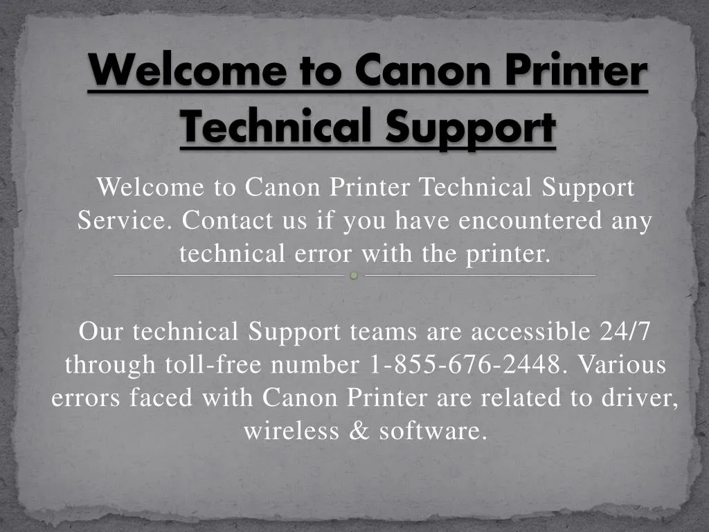 welcome to canon printer technical support