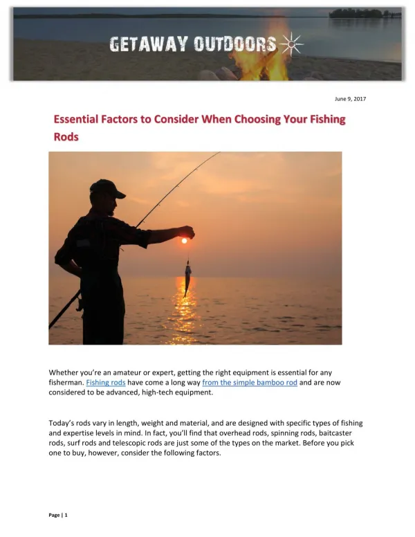 Essential Factors to Consider When Choosing Your Fishing Rods