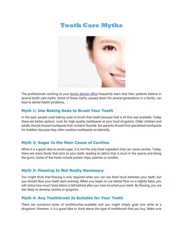 Tooth Care Myths