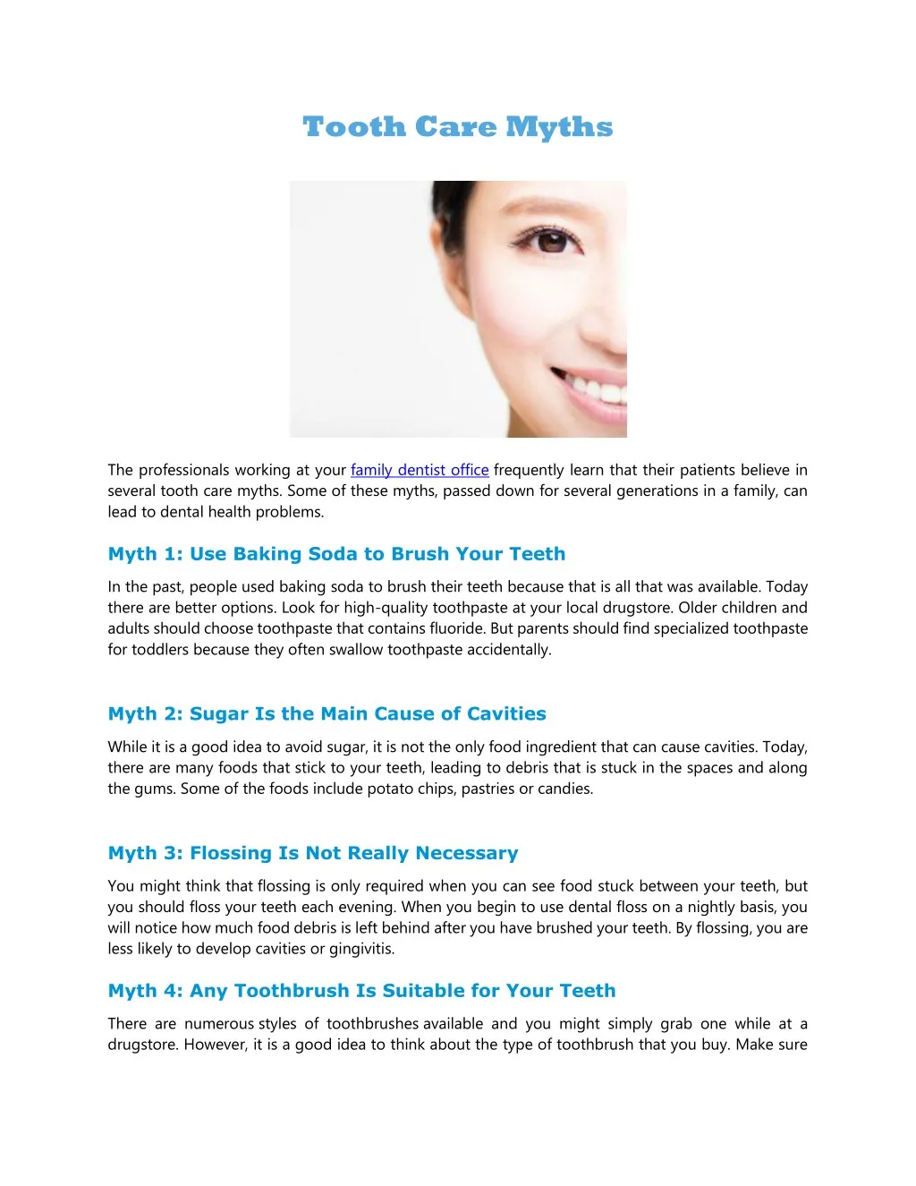 tooth care myths